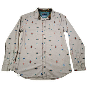 Modern Amusement Men's Button-Up Long-Sleeved Shirt Western Design Large